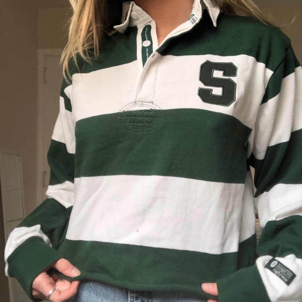 Michigan state striped rugby long sleeve shirt
